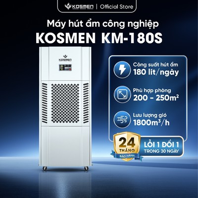 Máy Hút Ẩm Công Nghiệp Kosmen KM-180S Công Suất 180 lít/ngày - Hàng Chính Hãng Bảo Hành 2 Năm
