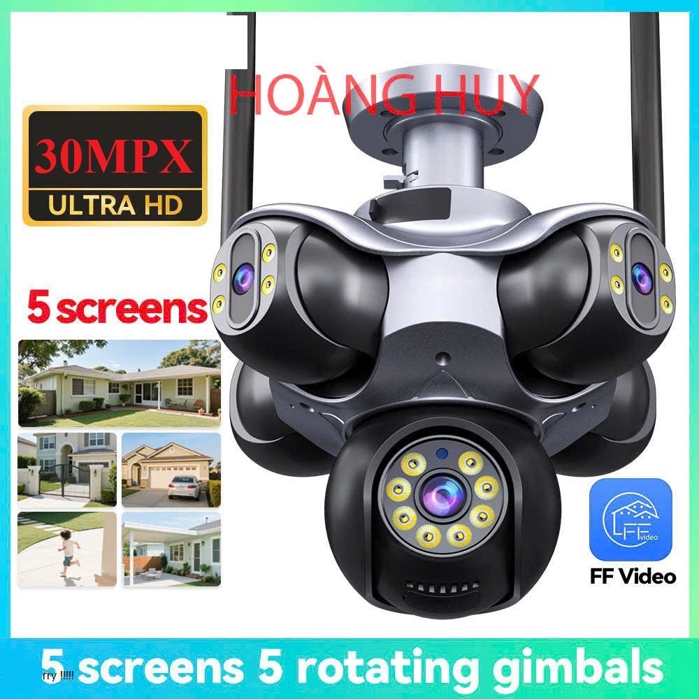 Camera wifi 4 khung hình IP FFVIDEO 5 mắt 5 khung hình độc lập ZOOM 10X 2k siêu nét 2025,Camera ngoà