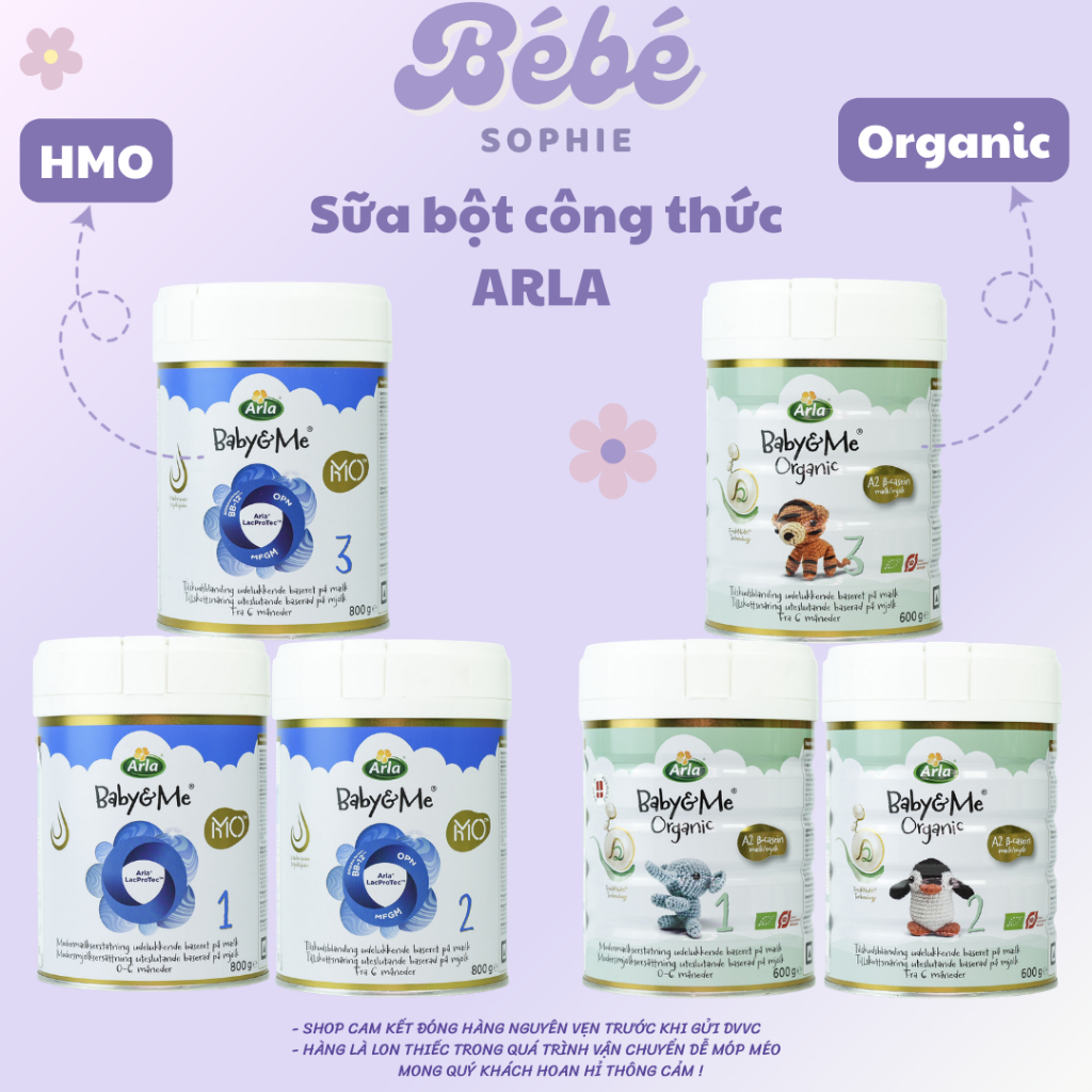 Sữa Arla Baby&Me HMO 800gr , Sữa Arla Baby&Me Organic A2 600gr số 1, 2, 3 - Bebe Sophie