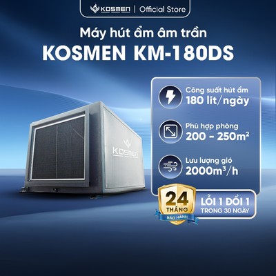 Máy Hút Ẩm Âm Trần Kosmen KM-180DS Công Suất 180 lít/ngày - Hàng Chính Hãng BH 2 Năm