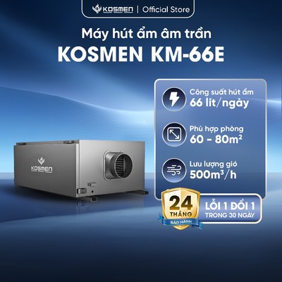 Máy Hút Ẩm Âm Trần Kosmen KM-66E Màn Hình Cảm Ứng Kỹ Thuật Số - Hàng Chính Hãng BH 2 Năm