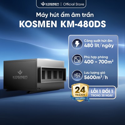 Máy Hút Ẩm Âm Trần Kosmen KM-480DS Công Suất 480 lít/ngày - Hàng Chính Hãng BH 2 Năm