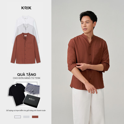 Áo Sơ Mi Nam KRIK Form Regular Chất Liệu Mềm Mại Thiết Kế Tối Giản Túi Ngực Tiện Dụng SD3305