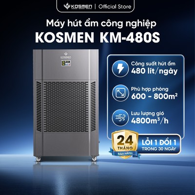 Máy Hút Ẩm Công Nghiệp Kosmen KM-480S Công Suất 480 Lít/Ngày- Hàng Chính Hãng Bảo Hành 2 Năm
