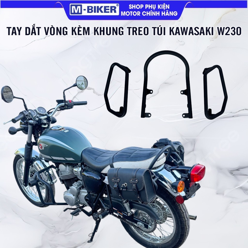 Tay Dắt Kawasaki W230 & Khung Treo Túi W230 Mẫu Trám Tay Dắt W230, Khung Treo Túi Hông W230 Lắp Zin