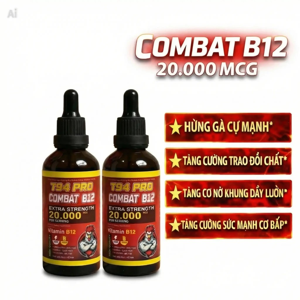 Combo 2 lọ combat B12 20.000 dành cho thú cưng, cho gà đá, gà chọi, gà chiến.