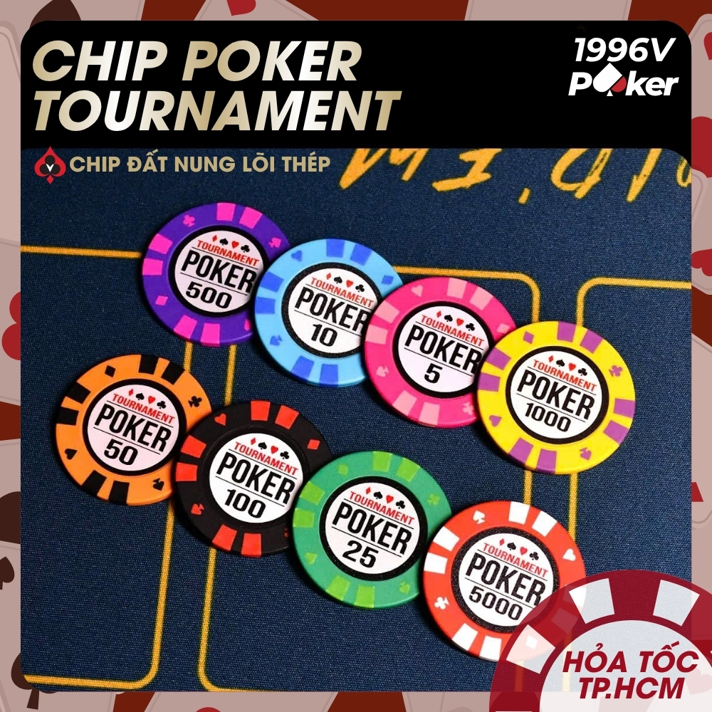 Chip Poker Tournament Cao Cấp, Phỉnh Poker Chips Có Số, Chip Clay Đất Nung Lõi Thép - 1996V Poker Sh