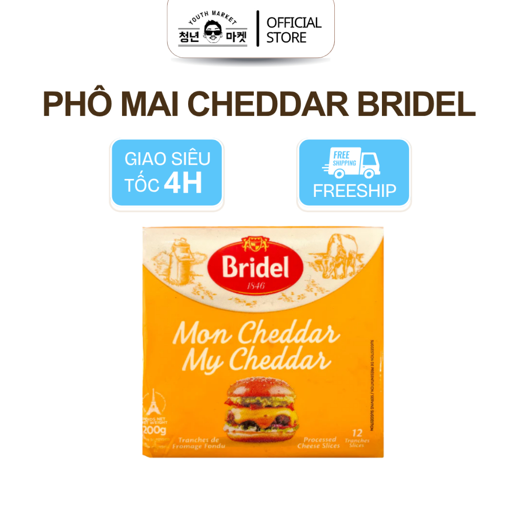 Phô Mai Lát Cheddar Bridel 200g