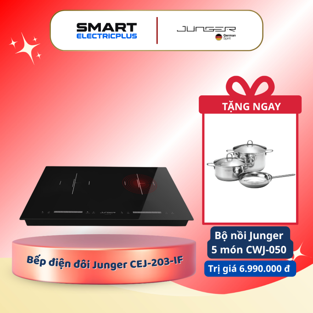[TẶNG NỒI] Bếp Điện Âm Đôi Junger CEJ-203-IF – Lựa Chọn Hoàn Hảo Cho Gian Bếp Sang Trọng