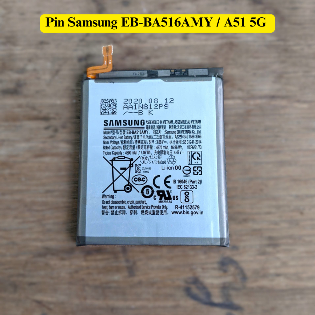 Pin Samsung A51 5G / EB-BA516AMY zin cũ bóc máy,hoạt động tốt.