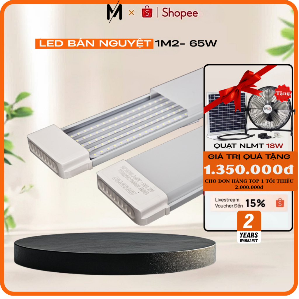 Đèn bán Nguyệt 1m2, tuýp LED BN001C 20W/ 40W/ 60W/ 65W (Kích Thước 0.6M - 1M2 )