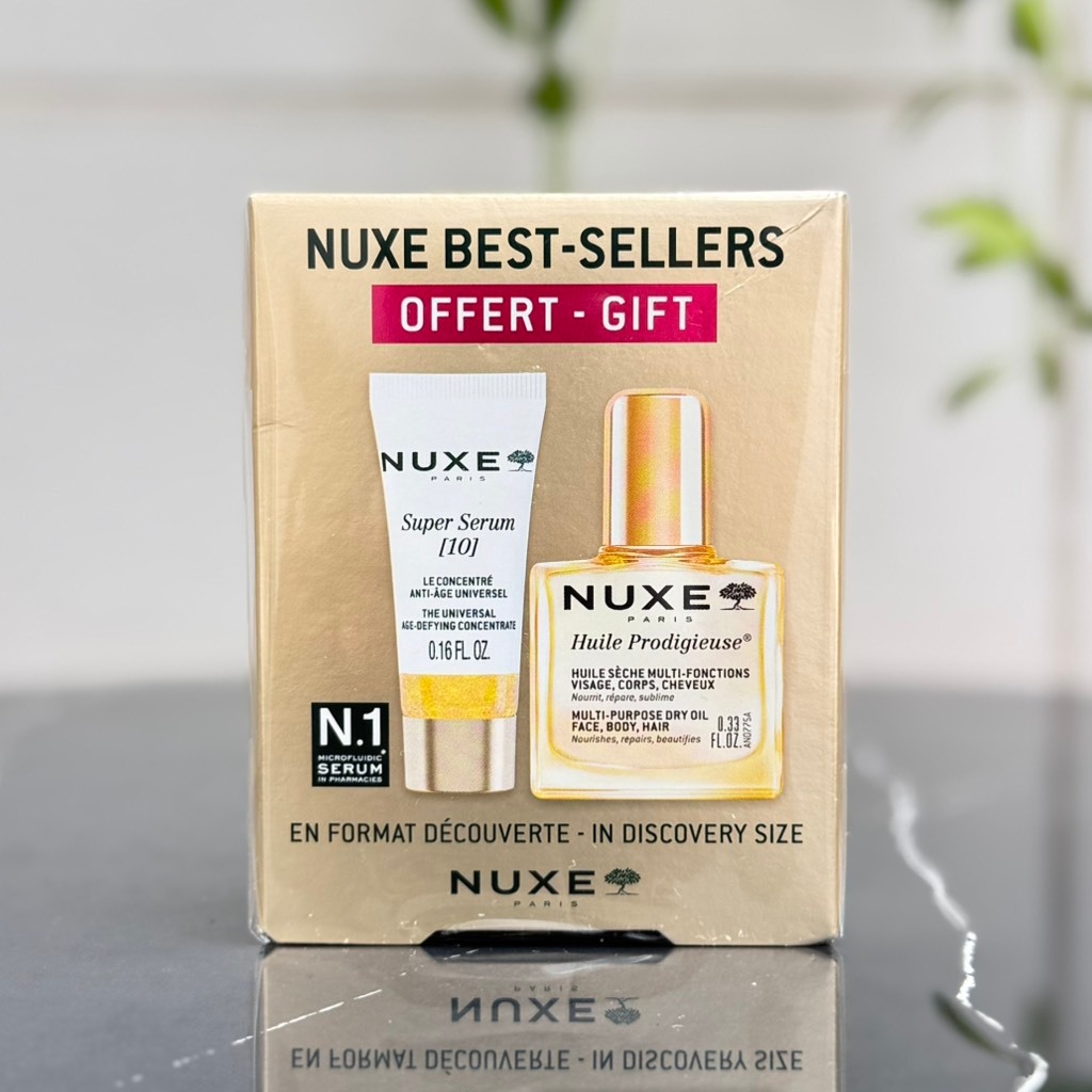 Bộ Sản Phẩm Mini Nuxe Best-Sellers – Super Serum [10] & Dầu Khô Huile Prodigieuse