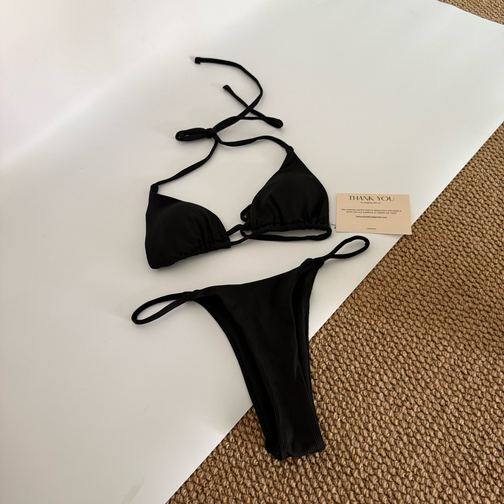 ( BLACK-BKN) Đồ bơi 2 mảnh chất thun gân, có mút | BAHYCHIC