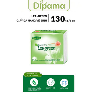 Giấy Vệ Sinh Đa Năng LET-GREEN 10*21cm, Bột Giấy Tự Nhiên Mềm Min, Thấm Hút Tốt 130 Tờ/Bao