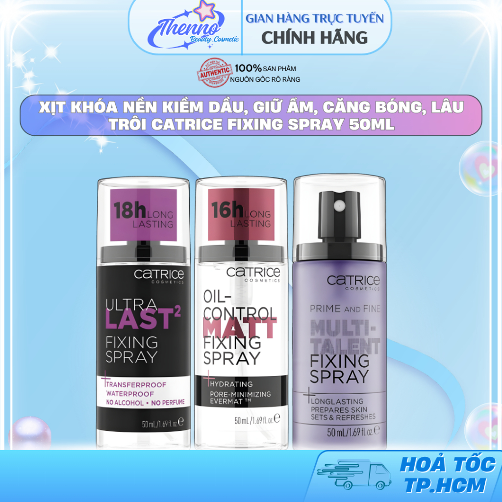 Xịt Khóa Nền Kiềm Dầu, Giữ Ẩm, Căng Bóng, Lâu Trôi Catrice Fixing Spray 50ml Hàn Quốc