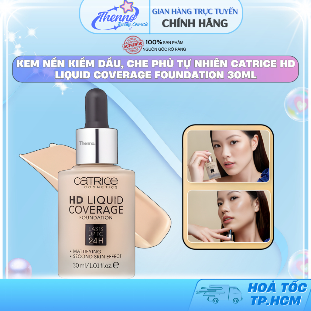 Kem Nền Kiềm Dầu, Che Phủ Tự Nhiên Catrice HD Liquid Coverage Foundation 30ml