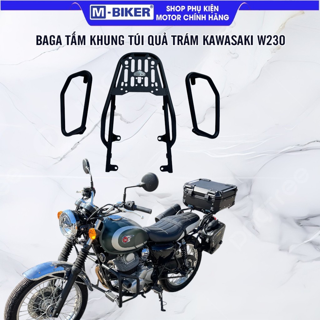 Baga Tấm Kawasaki W230 & Khung Treo Túi W230 Mẫu Trám – Baga W230, Khung Treo Túi Hông W230 Lắp Zin