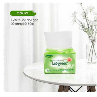 Giấy Vệ Sinh Đa Năng LET-GREEN 10*21cm, Bột Giấy Tự Nhiên Mềm Min, Thấm Hút Tốt 130 Tờ/Bao