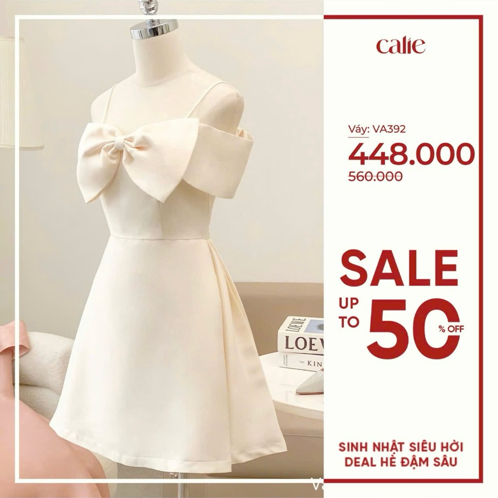ĐẦM 2 DÂY BỆT VAI NƠ CALIE size M trắng, hồng