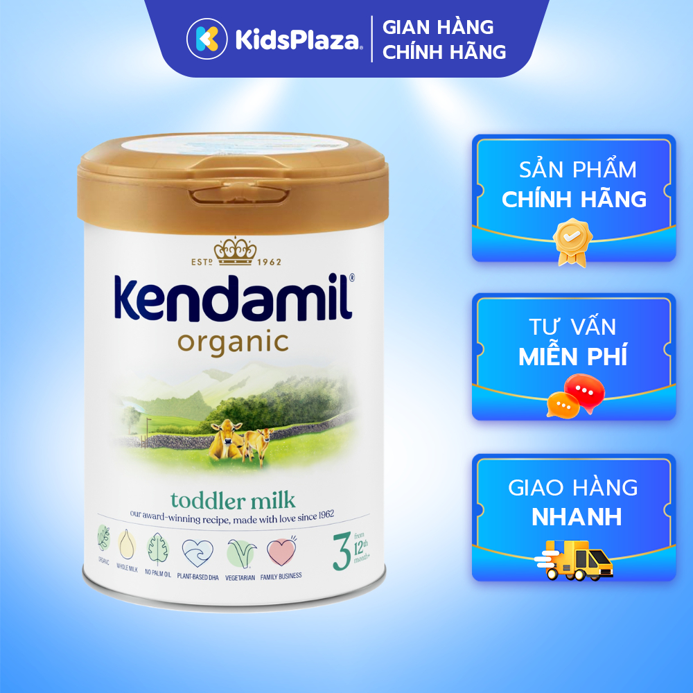 Sữa Kendamil Organic số 3 (800g) cho bé 1-3 tuổi - Sữa bột nguyên kem từ Anh Quốc - Chính hãng KidsP