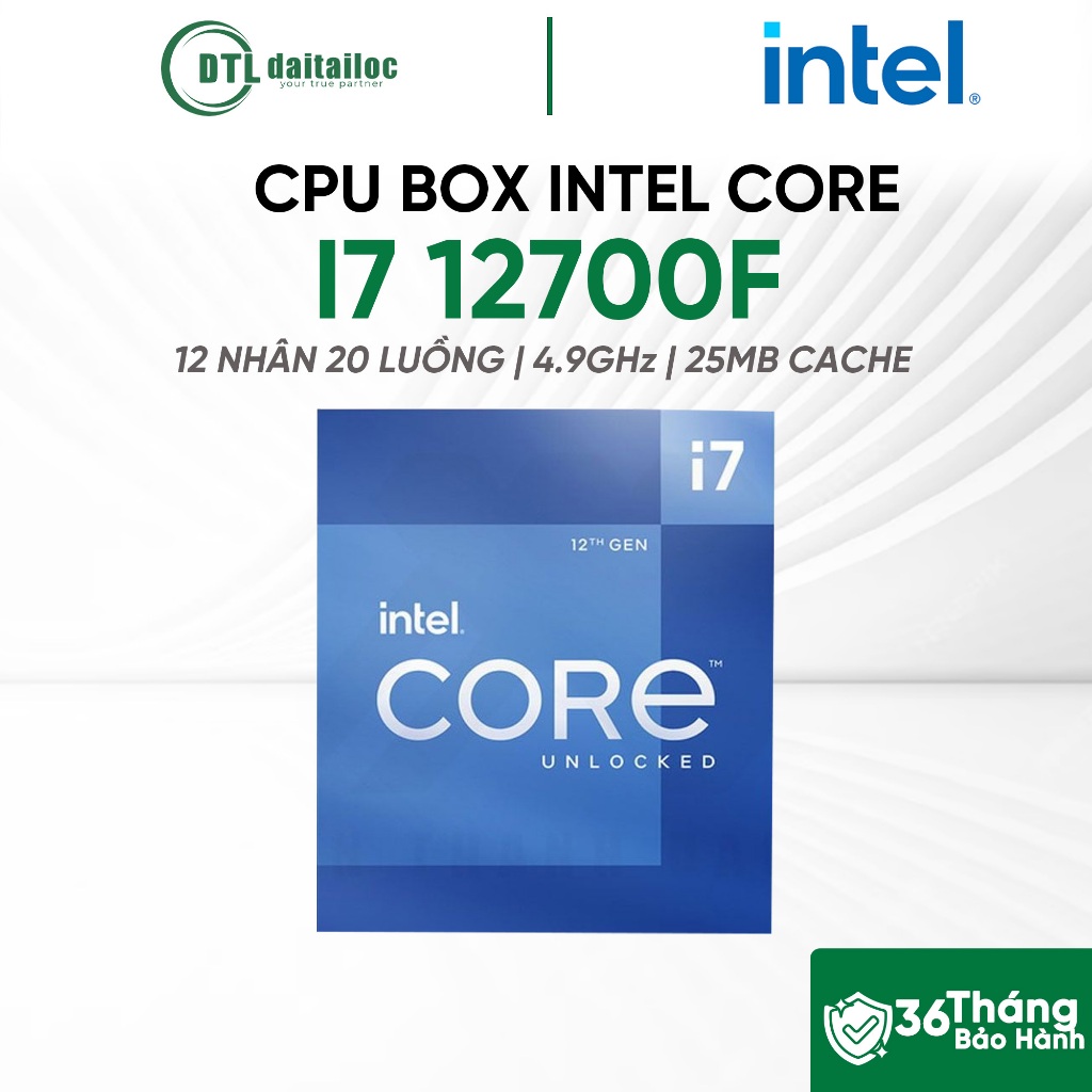 CPU BOX INTEL CORE I7 12700F | CHÍNH HÃNG | BẢO HÀNH 36 THÁNG