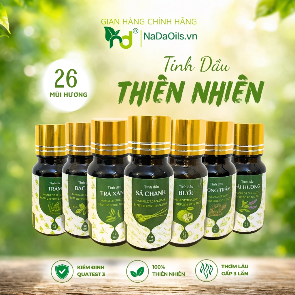 [26 MÙI HƯƠNG] Tinh Dầu Thiên Nhiên Nada Oils Nguyên Chất | Thư Giãn, Ngủ Ngon, Khử Mùi, Xông Phòng 