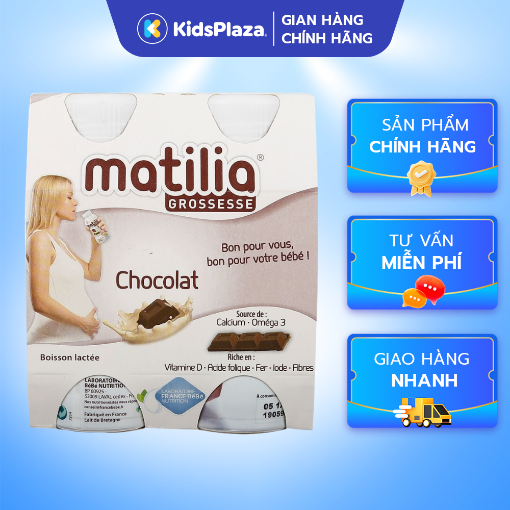 Sữa Bầu Matilia Vị Bích Quy/ Vani/ Dâu/ Socola chính hãng (Lốc 4 Hộp) - KidsPlaza