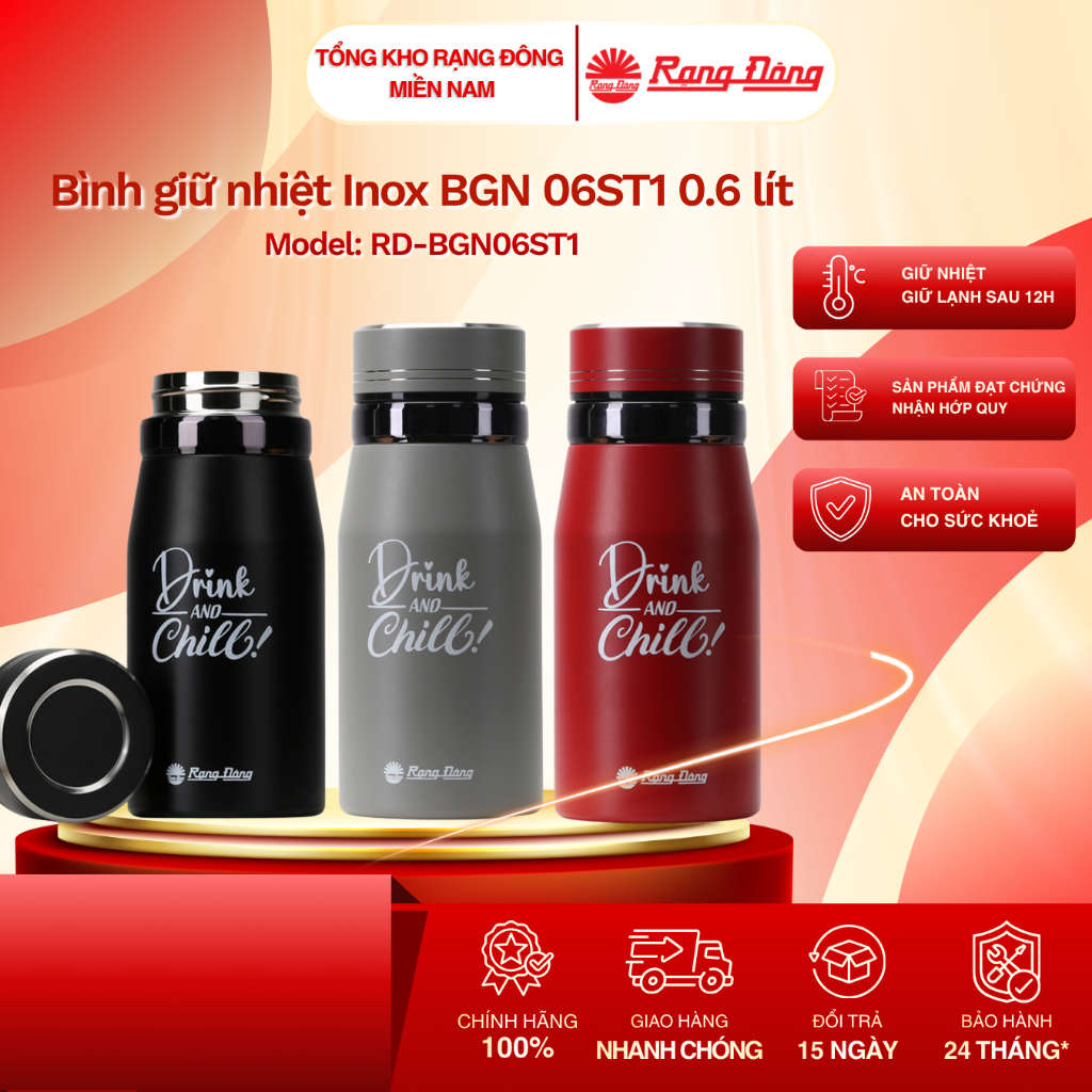 Bình giữ nhiệt Inox - Rạng Đông - Model: RD-BGN06ST1