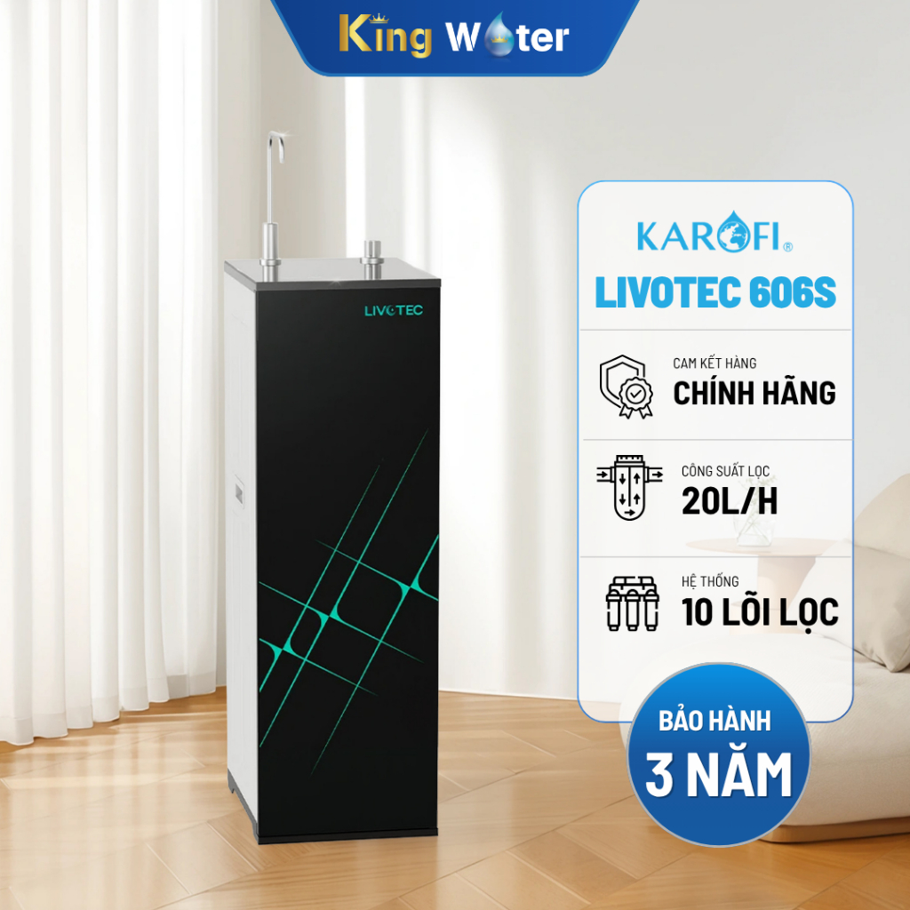 [GIÁ TẠI KHO] Máy lọc nước RO Karofi Livotec 606S, Tủ Đứng 10 Lõi Giá Rẻ, Uống Trực Tiếp Chính Hãng
