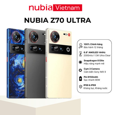 [GIÁ ƯU ĐÃI] Điện thoại Nubia Z70 Ultra I Snapdragon 8 Elite I Màn AMOLED 144Hz I Camera cảm biến Sony