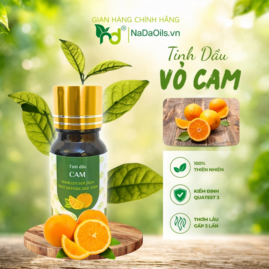[BEST SALE] Tinh Dầu Vỏ Cam Nguyên Chất Nada Oils - Giảm Stress, Ngủ Sâu, Thư Giãn Tinh Thần