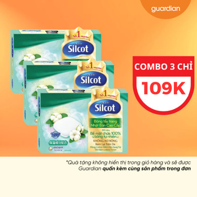 Combo 3 Bông Tẩy Trang Cao Cấp Premium Silcot Hộp 66 Miếng