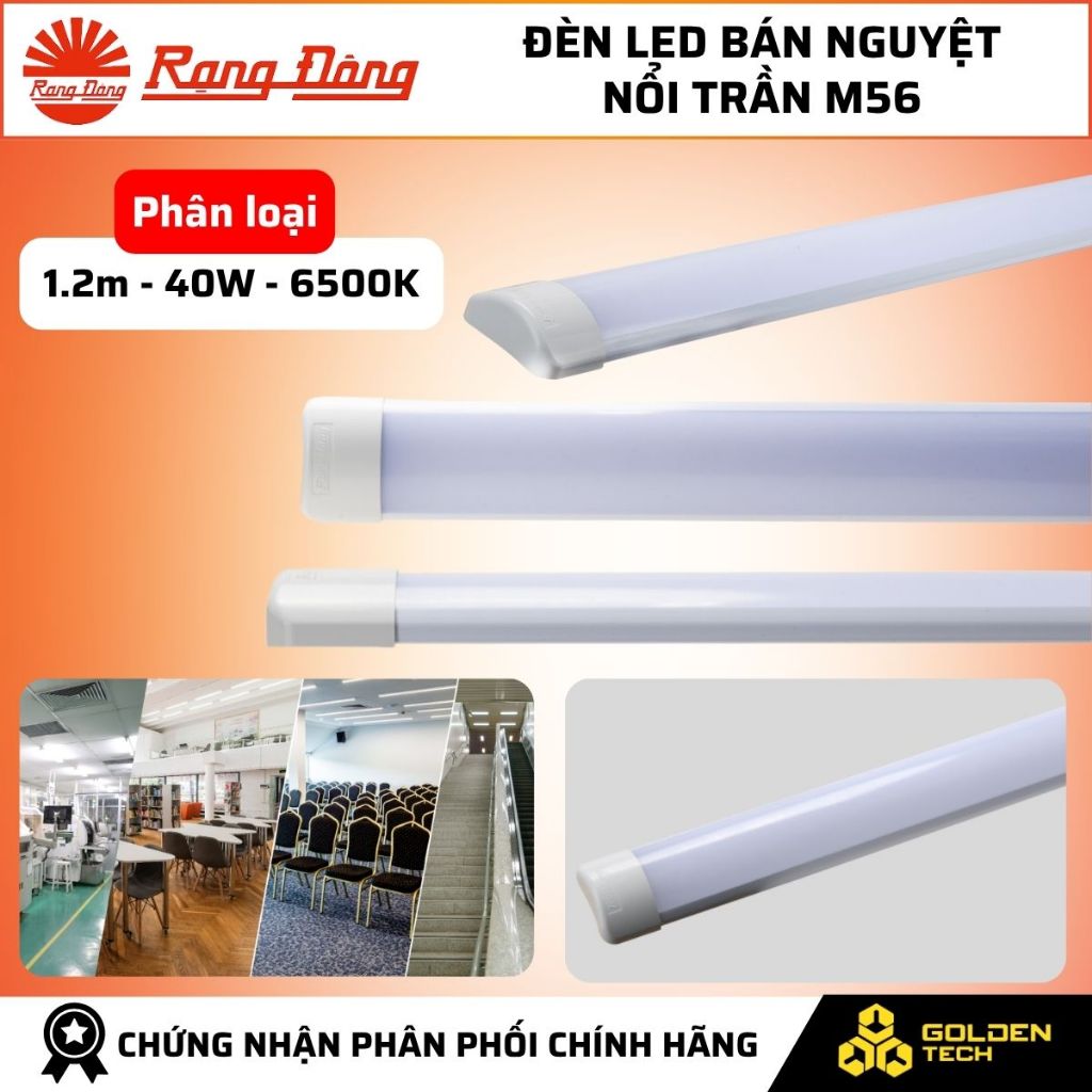 (Rạng Đông) Bóng đèn LED bán nguyệt nổi trần M56 1.2m 40W Sáng trắng 6500K