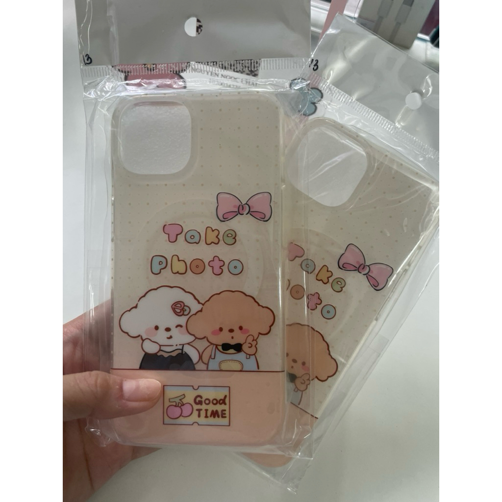 Ốp IPhone 13 thường thiết kế cún xinh xắn cute chống sốc