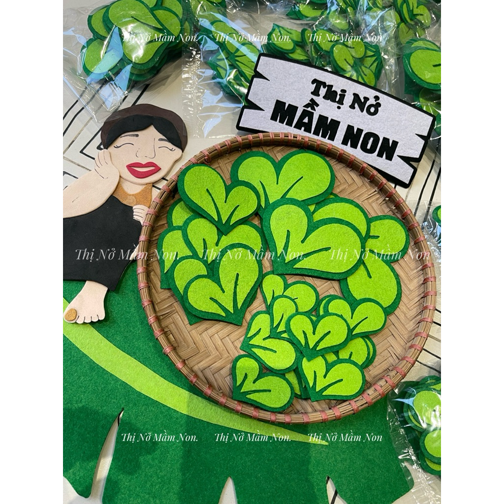 Sét lá trái tim 2 lớp vải nỉ trang trí mầm non