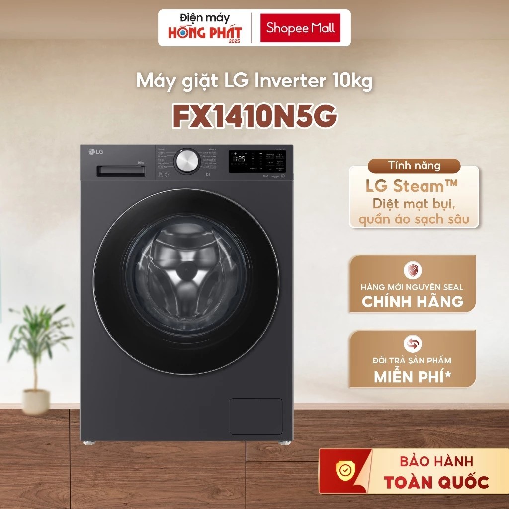 [Shopee - Lắp đặt 0Đ HN HCM] FX1410N5G | FX1410N5W - Máy giặt lồng ngang LG AI DD™ 10kg