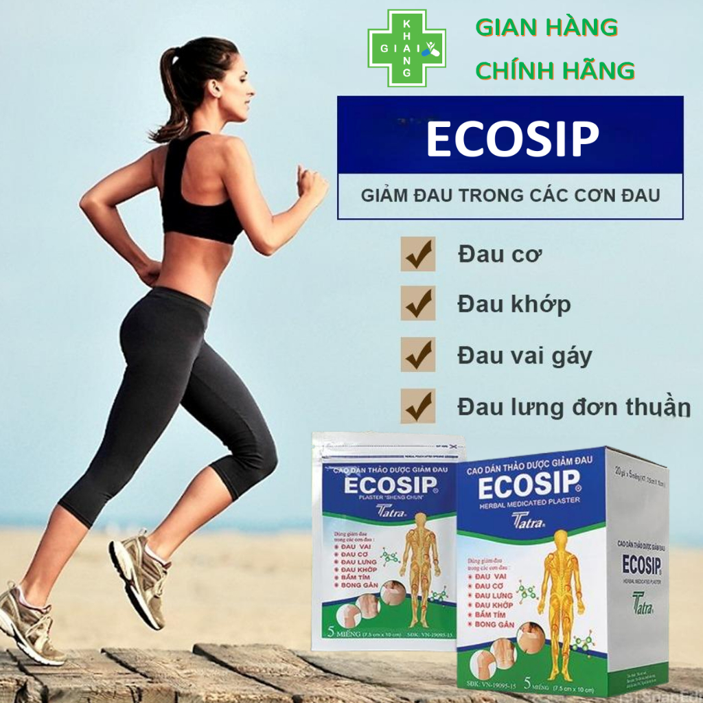 Cao dán nóng thảo dược giúp giảm đau nhức Ecosip (Túi 5 miếng)