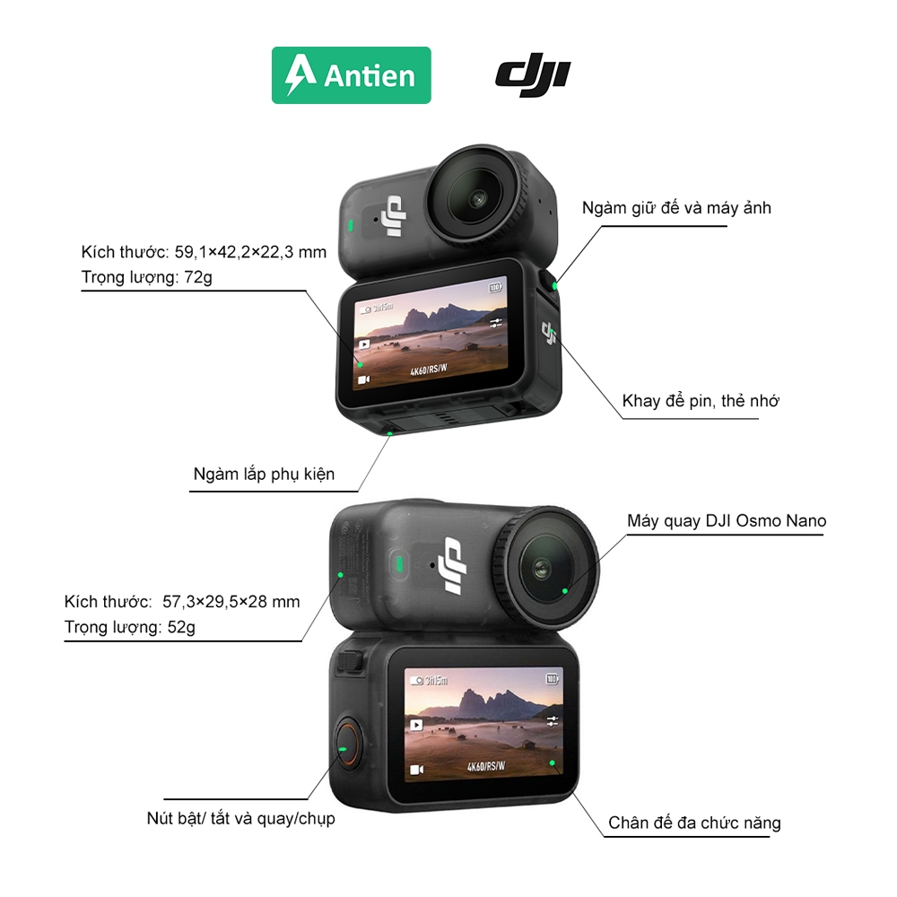 Camera hành động DJI Osmo Nano siêu nhẹ, nhỏ gọn, màn hình OLED, quay video lên đến 4K/60fps | BigBuy360 - bigbuy360.vn