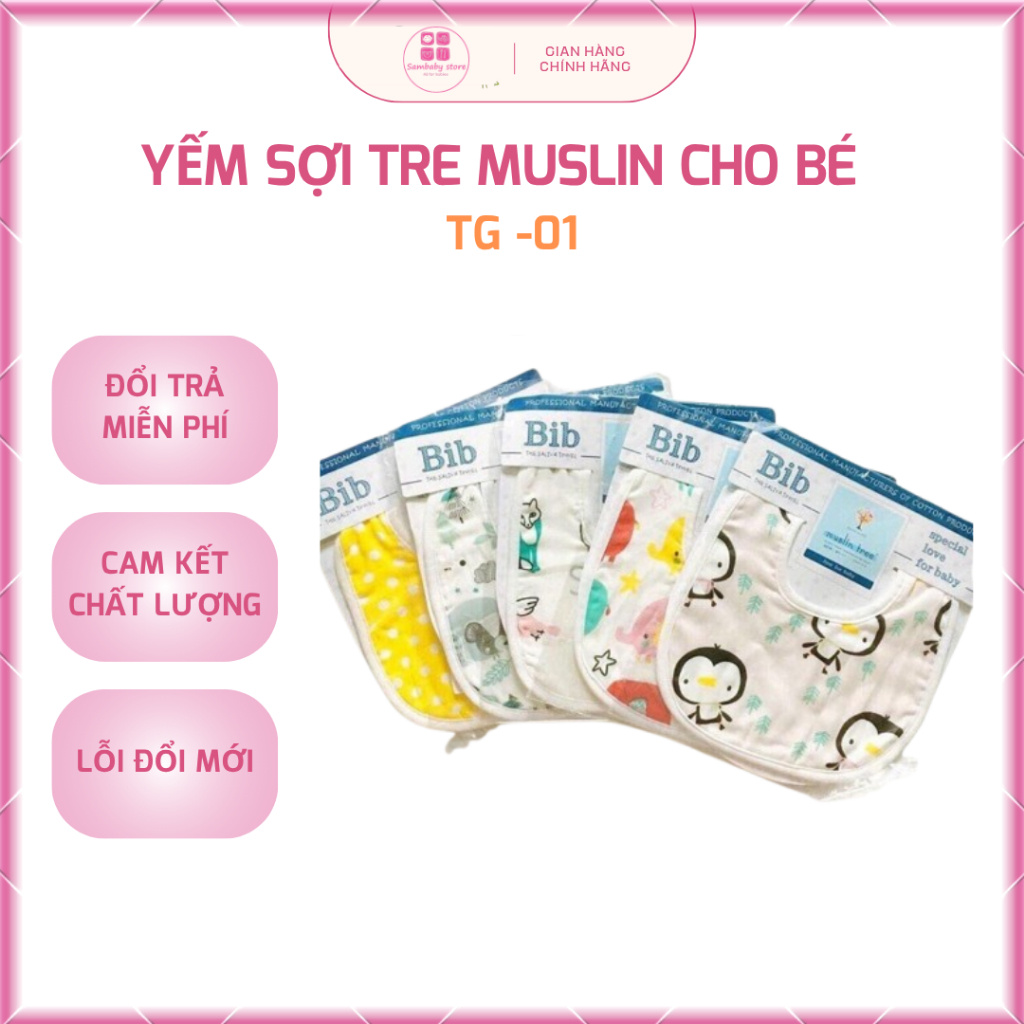 Yếm Sợi Tre MUSLIN Cho Bé
