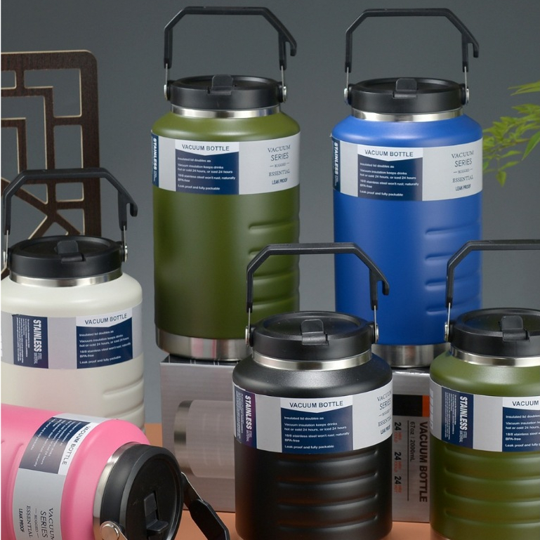 Bình giữ nhiệt BOTTLE có ống hút miệng rộng 9cm Inox  1500ml  2000ml giữ nhiệt 8-12 giờ
