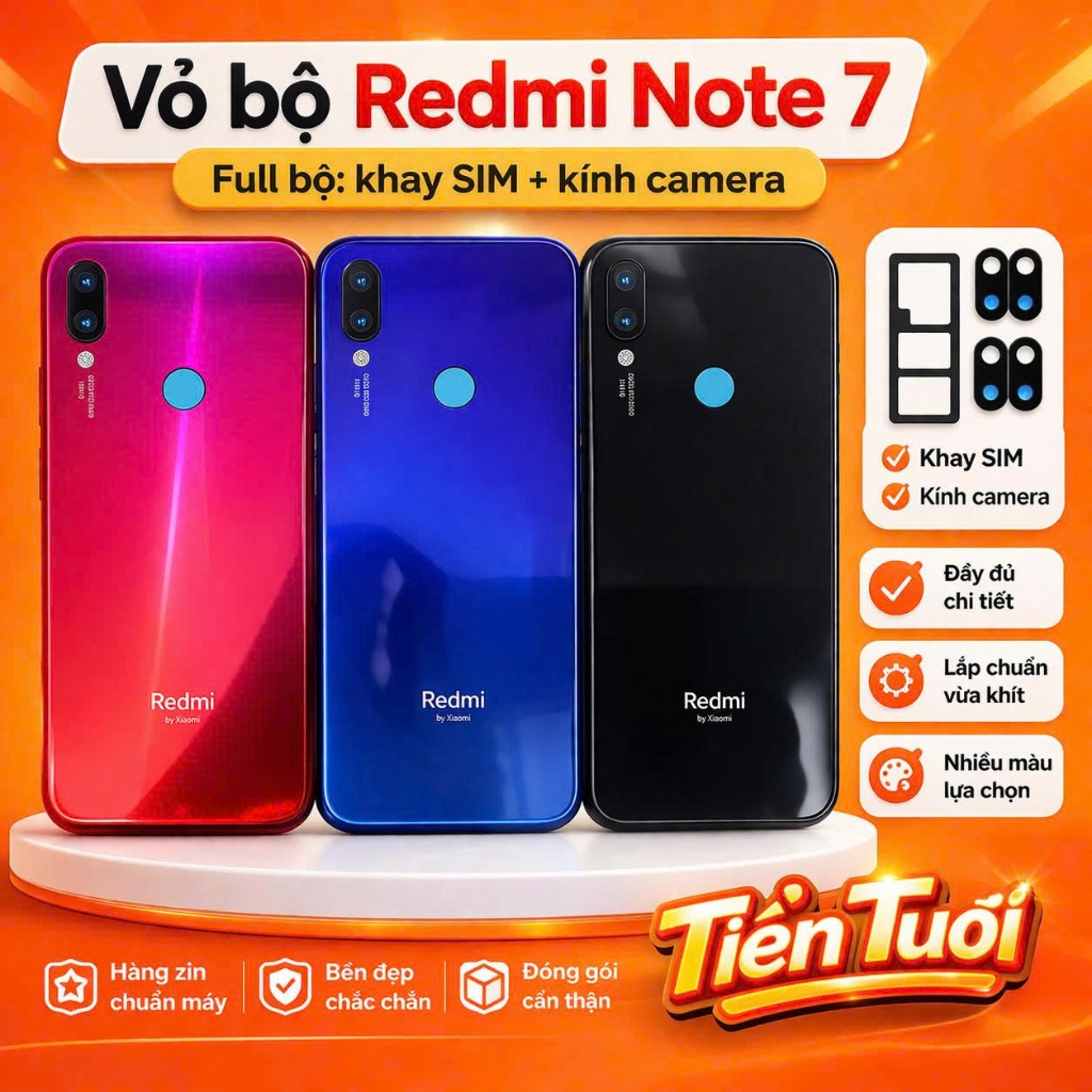 Vỏ Bộ xiaomi Redmi Note 7 ,(Kèm khay sim , kính camera)