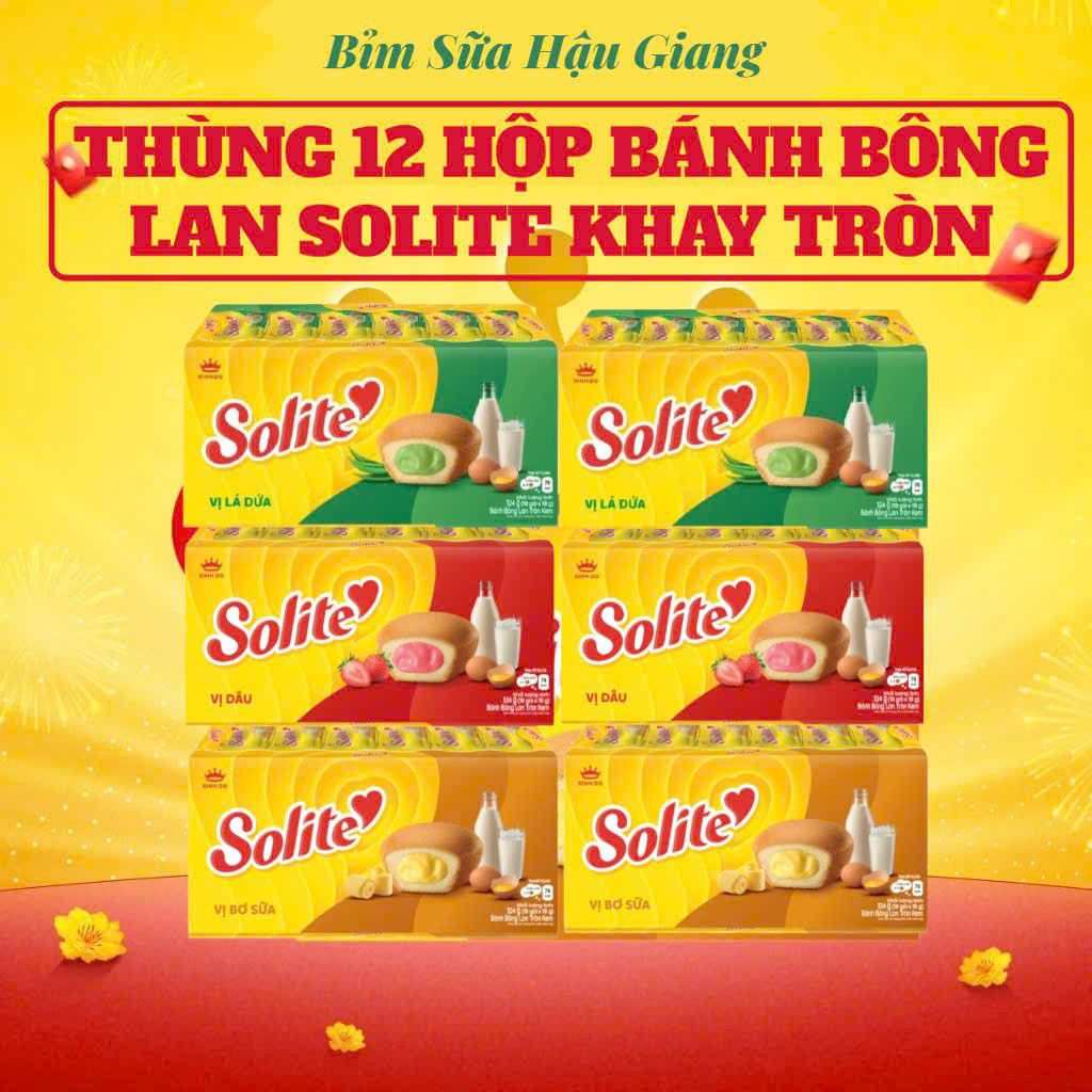 [SOLITE TRÒN] THÙNG 12 HỘP SOLITE TRÒN KHAY DÂU DỨA BƠ SỮA,THƠM NGON, MỀM MỊN, DỄ ĂN (bao bì ngẫu nh