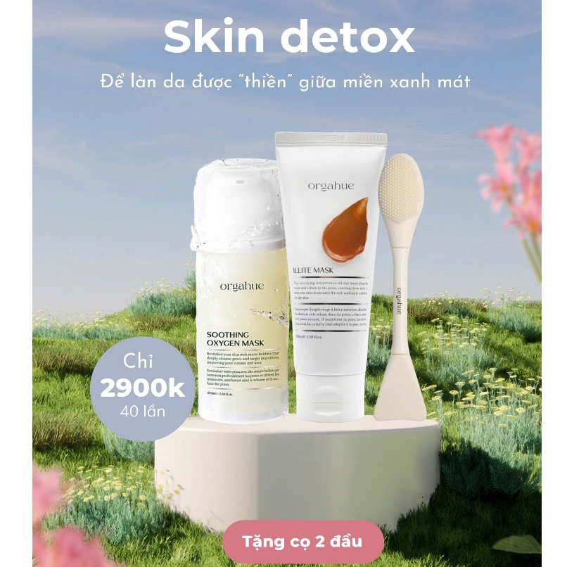 Bộ Detox Orgahue-Sữa Rửa Mặt Sủi Bọt Orgahue Soothing Oxygen Mask-Mặt Khoáng Sét ILLITE MASK