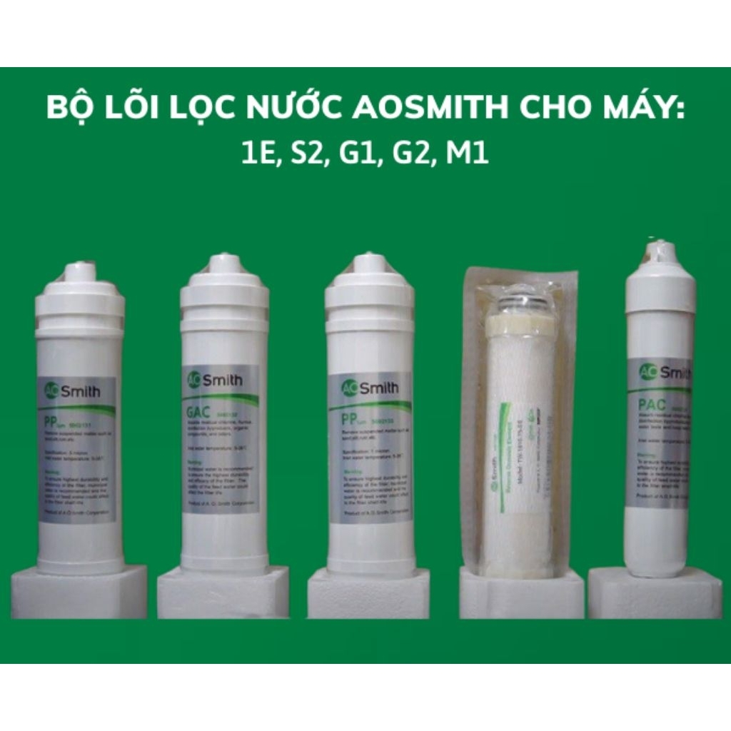 [TÁCH LẺ] Combo lõi lọc máy aosmith M1/Ar75/1E/G1/G2