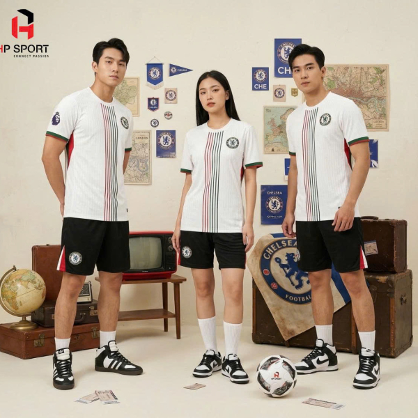 Quần Áo Bóng Đá Chelsea Trắng - Vải Mè HP – In Tên Số Theo Yêu Cầu BIBO SPORT