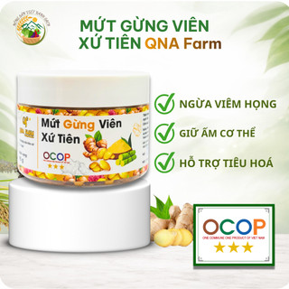 Gừng Viên Sấy QNAFarm Ít Đường Mía Hữu Cơ, Hỗ Trợ Tiêu Hóa, Chống Cảm Lạnh OCOP 3 Sao Cao Cấp 95g