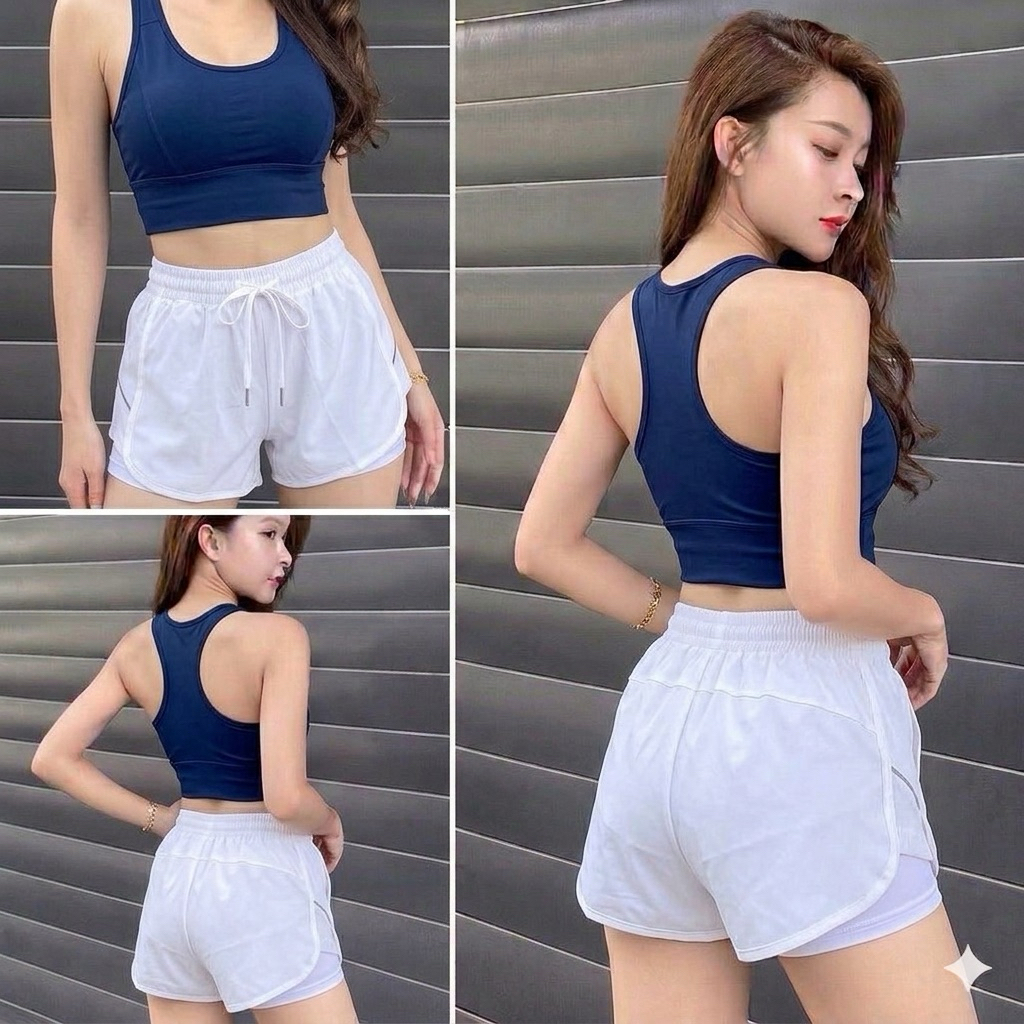 Quần Trắng / Bra Xanh navy