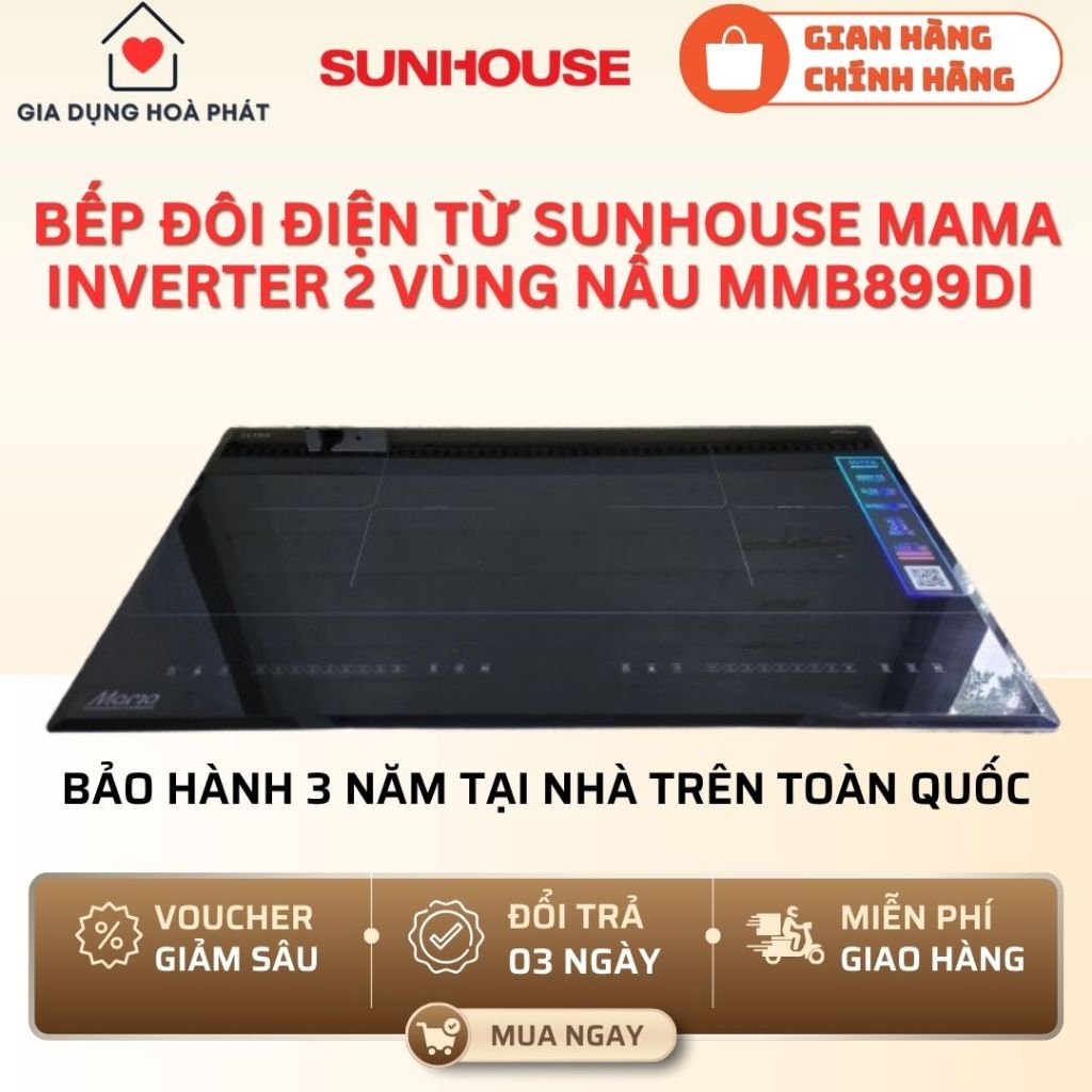 BẾP ĐÔI ĐIỆN TỪ CẢM ỨNG INVERTER 2 VÙNG NẤU SUNHOUSE MAMA MMB899DI