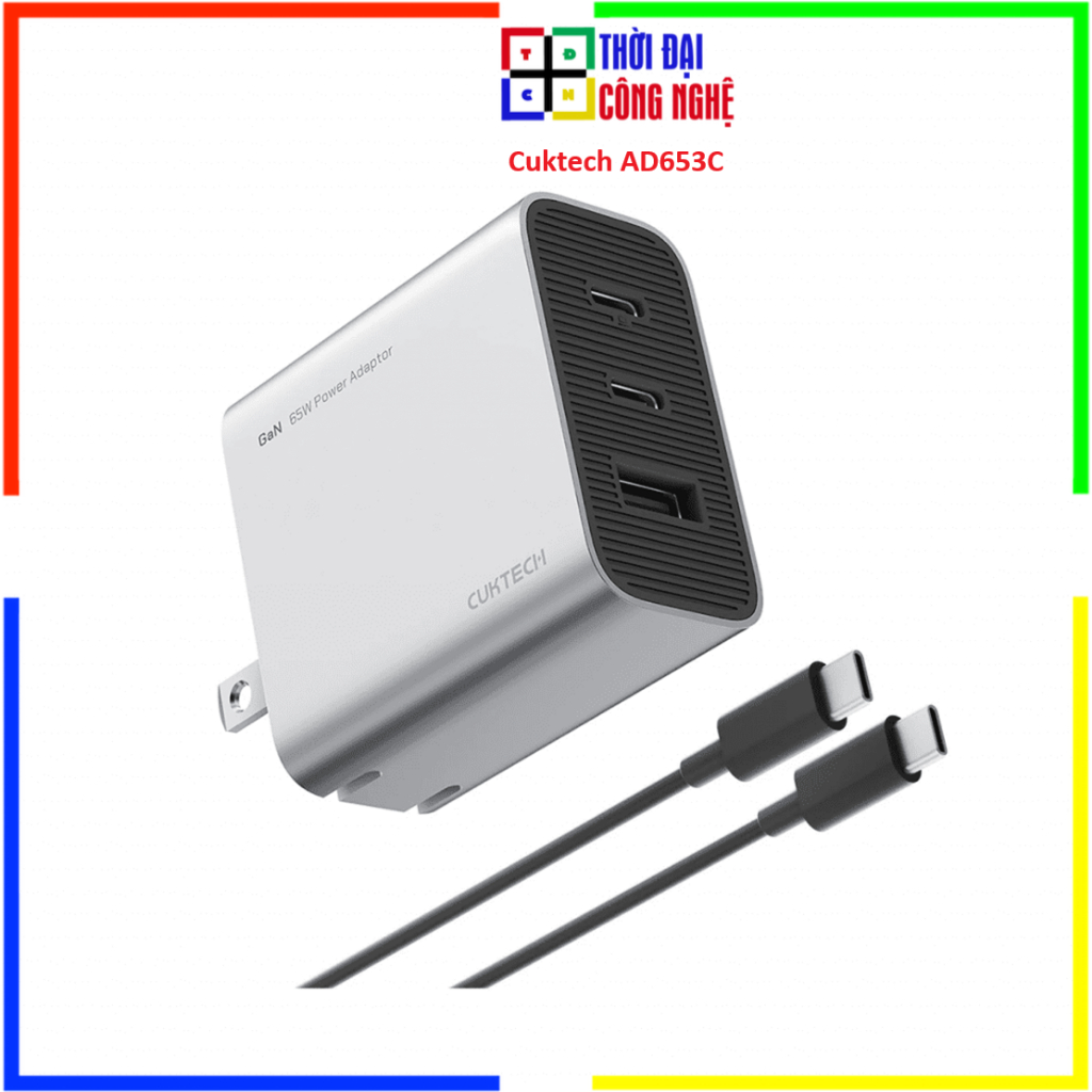 Sạc Nhanh Cuktech AD653C 65W GaN Charger | 3 Cổng 2C1A | PD PPS QC3.0 | Bảo Hành 18 Tháng | Thời Đại
