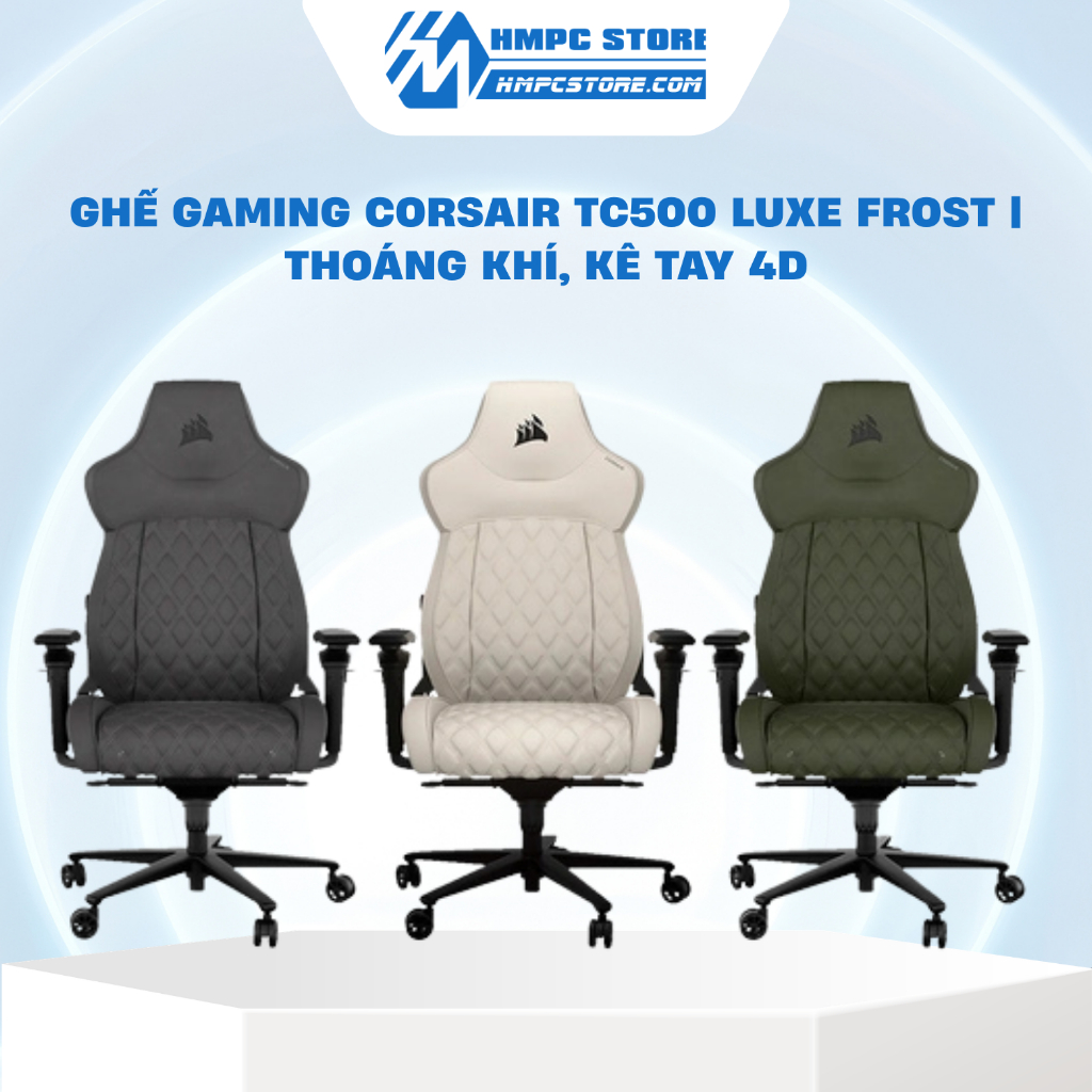 Ghế gaming Corsair TC500 LUXE | Thoáng Khí, Kê Tay 4D, bảo hành 24 tháng